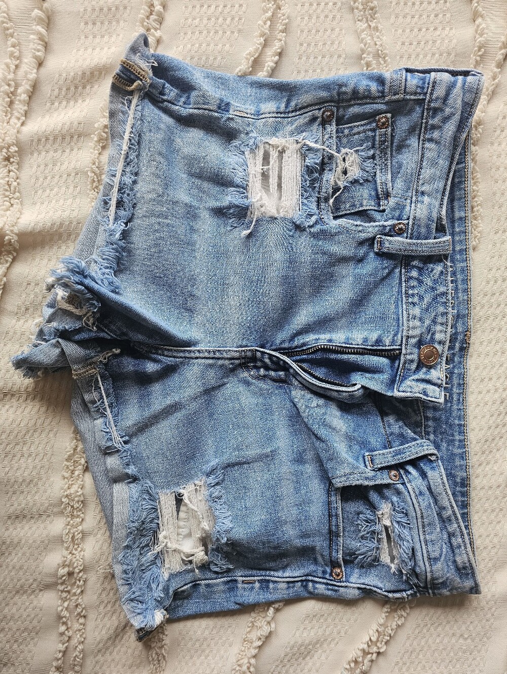 American Eagle Outfitters Hi-Rise Stretch Distressed Denim Shorts